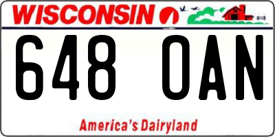 WI license plate 648OAN