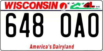 WI license plate 648OAO