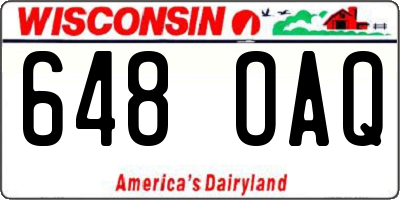 WI license plate 648OAQ