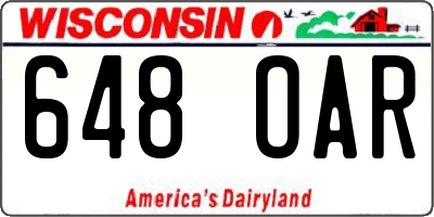 WI license plate 648OAR