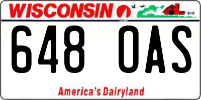 WI license plate 648OAS