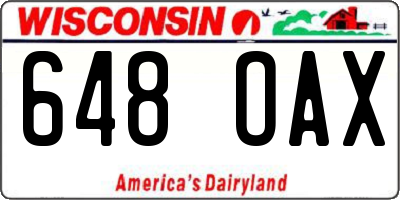 WI license plate 648OAX
