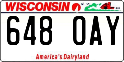 WI license plate 648OAY