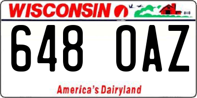 WI license plate 648OAZ