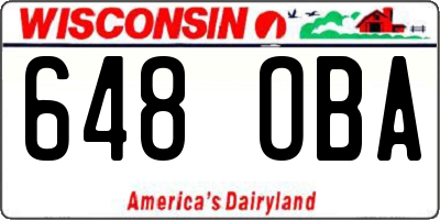 WI license plate 648OBA