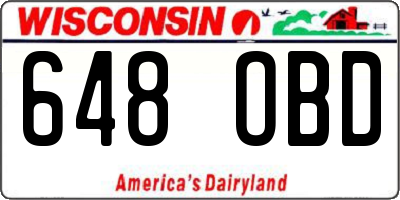 WI license plate 648OBD