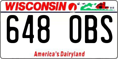 WI license plate 648OBS