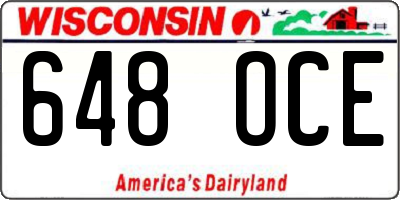WI license plate 648OCE