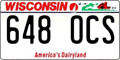WI license plate 648OCS