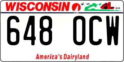 WI license plate 648OCW