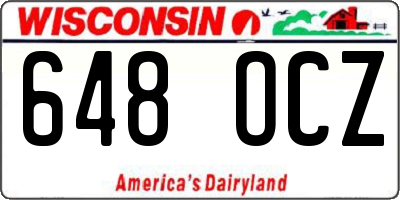 WI license plate 648OCZ