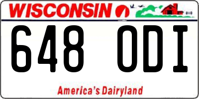 WI license plate 648ODI
