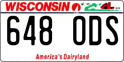 WI license plate 648ODS