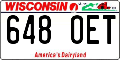 WI license plate 648OET