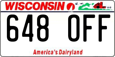 WI license plate 648OFF