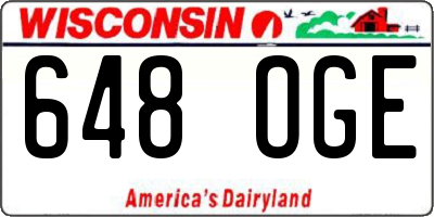 WI license plate 648OGE