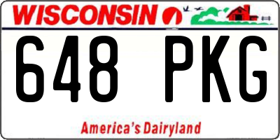 WI license plate 648PKG