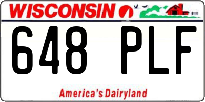 WI license plate 648PLF