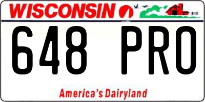 WI license plate 648PRO