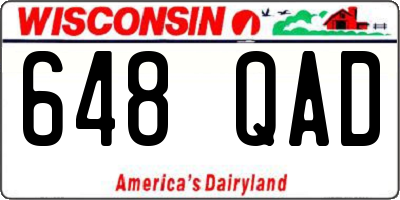 WI license plate 648QAD