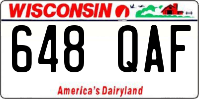 WI license plate 648QAF