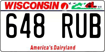 WI license plate 648RUB