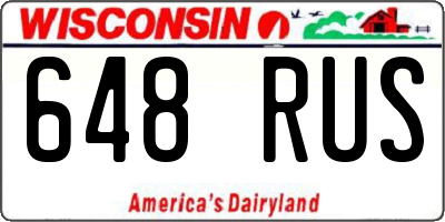 WI license plate 648RUS