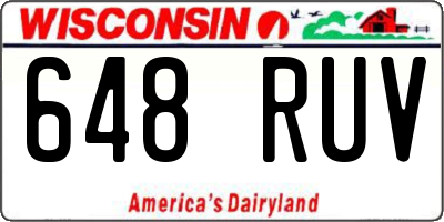 WI license plate 648RUV