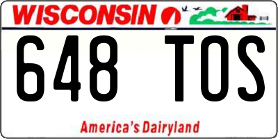 WI license plate 648TOS