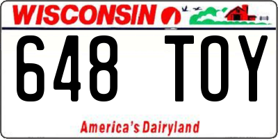 WI license plate 648TOY