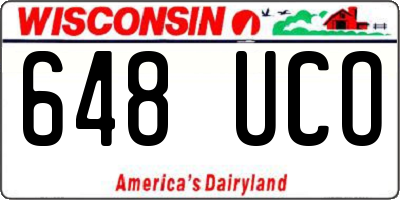 WI license plate 648UCO