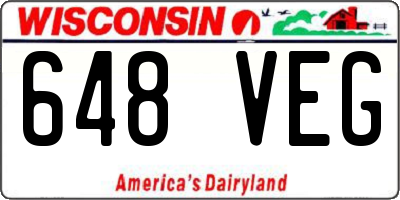 WI license plate 648VEG