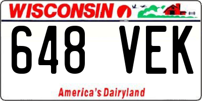 WI license plate 648VEK