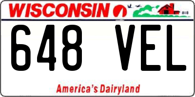 WI license plate 648VEL