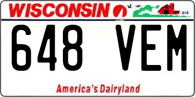 WI license plate 648VEM
