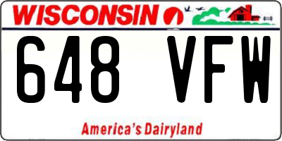 WI license plate 648VFW