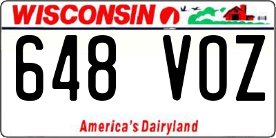 WI license plate 648VOZ