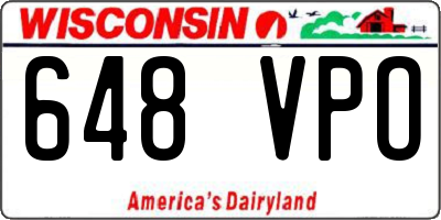 WI license plate 648VPO