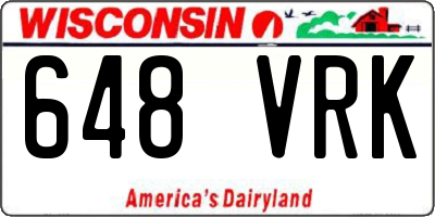 WI license plate 648VRK