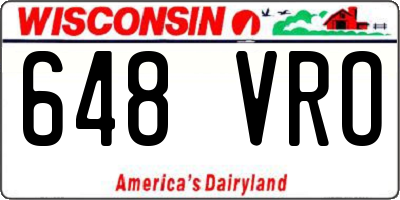 WI license plate 648VRO