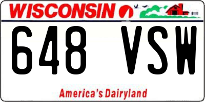 WI license plate 648VSW