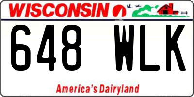 WI license plate 648WLK