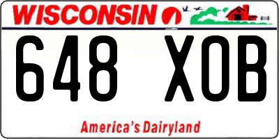 WI license plate 648XOB