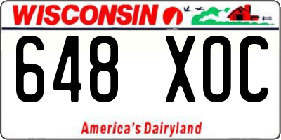 WI license plate 648XOC
