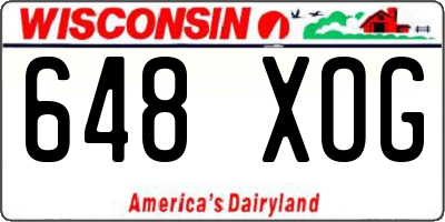 WI license plate 648XOG