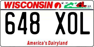 WI license plate 648XOL