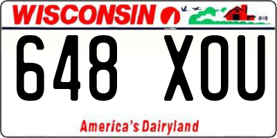 WI license plate 648XOU