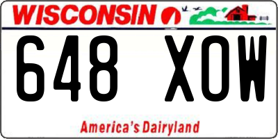 WI license plate 648XOW