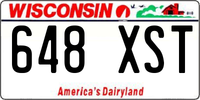 WI license plate 648XST