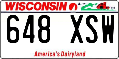 WI license plate 648XSW